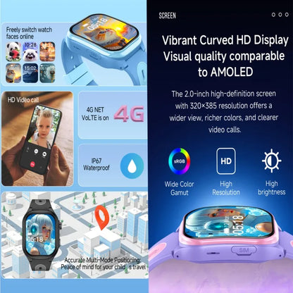 Kids 4G Smart Phone Watch 2.0'' 2+16G APP Download GPS WIFI Video Call  Camera Children Smartwatch Monitor Tracker Location