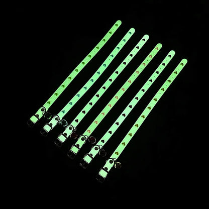 Luminous Cat Necklace Glowing Small Dog Collar Anti-Loss Fluorescent Silicone Bell Collar Neck Ring Pet  Accessories