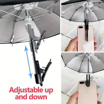 27cm Mobile Phone Holder Creative Mini Umbrella Outdoor Cycling Mobile Phone Sunscreen Umbrella Portable Outdoor Rain Accessorie