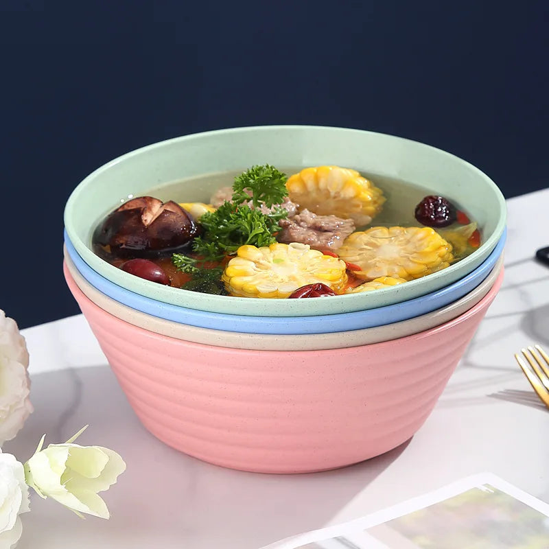 Wheat Straw Soup Bowl Microwavable Plastic Tableware Fruit Salad Bowls Cereal Ramen Pasta Dishes Dinner Plate kitchen Utensils