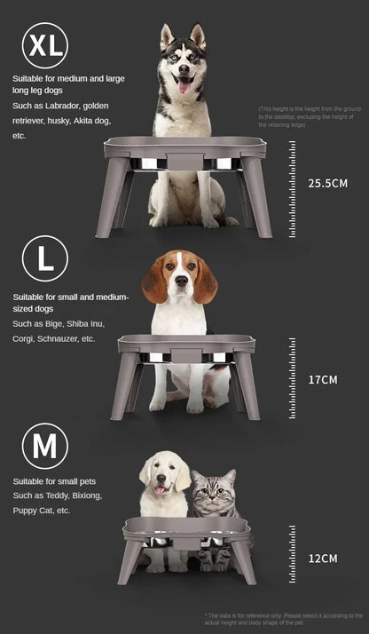 Pet food bowl with stand raised feeder dog bowl spill proof dog water bowl suitable for small, medium and large dogs and pets