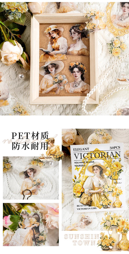 30pcs Garden Girl Sticker for Notebook, Water Bottle, Suitcase, Kids Toy Sticker, Valentine's Day, Back-to-school Season