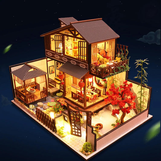 Mini DIY Wooden Dollhouse Miniature W/ Light Furniture Doll House Model Creative Room Birthday Gift
