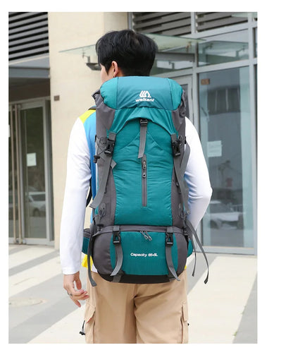 70L Nylon Camping Backpack Travel Bag With Rain Cover Outdoor Hiking Daypack Mountaineering Backpack Men Shoulder Bags Luggage