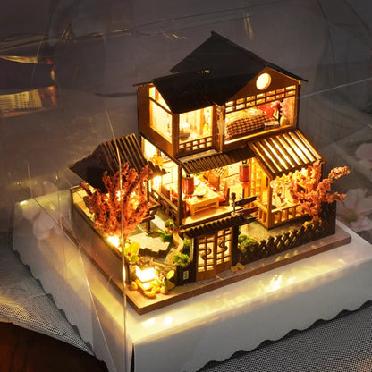 Cutebee DIY Dollhouse Super Mini Scale Miniature Dollhouse Japanese Garden Building Kit Toys for Birthday Gifts