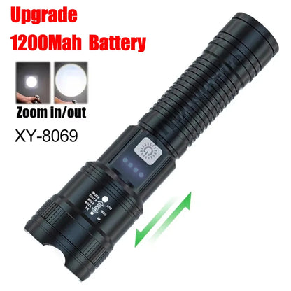 Powerful P70 Led Flashlights 5000LM Ultra Bright Tactical Light Emergency Spotlights Telescopic Zoom Light Built-in Battery