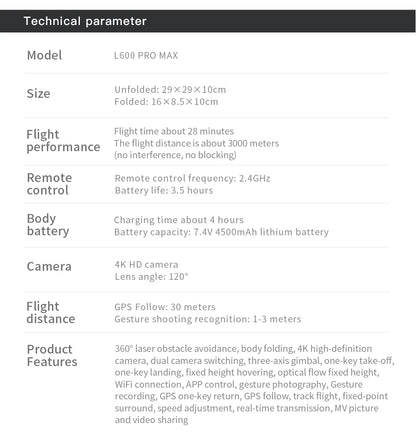 2025 New L600 PRO MAX GPS Drone 5KM 4K Professional HD Dual Camera 3-Axis Gimbal 360 Obstacle Avoidance Brushless Quadcopter Toy