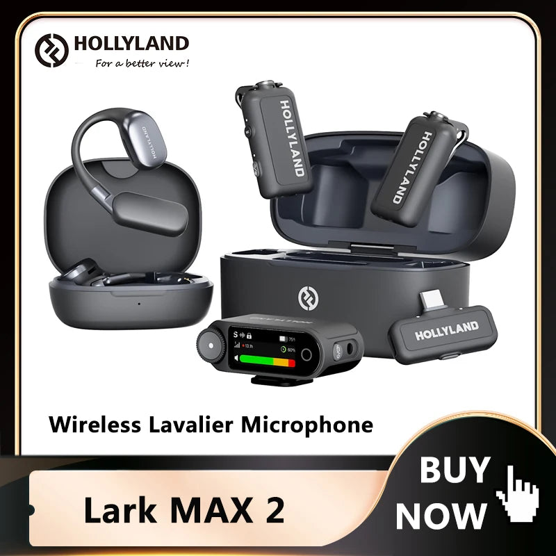 Hollyland Lark MAX 2 Wireless Lavalier Microphone AI Noise Cancellation For Interview Vlog Live performance Professional Mic