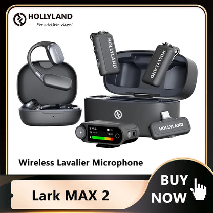 Hollyland Lark MAX 2 Wireless Lavalier Microphone AI Noise Cancellation For Interview Vlog Live performance Professional Mic