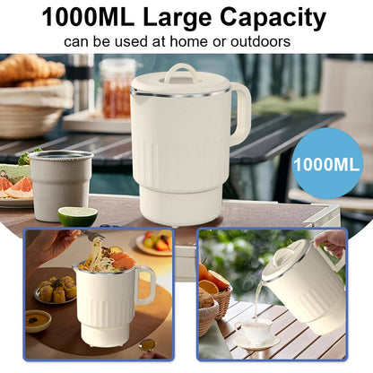 Electric Foldable Kettle 1000ML 600W Stainless Steel Water Kettle For Travel Camping Electric Coffee Tea Boiler Egg Kettle