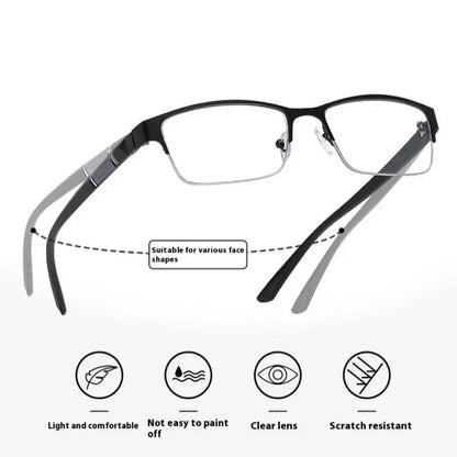 Metal Frame Far Sighted Eyeglasses with Sunshades Smart Photochromic Multifocal Reading Glasses Men Business Presbyopia Eyewear
