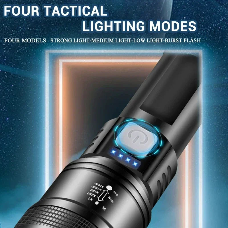 Powerful P70 Led Flashlights 5000LM Ultra Bright Tactical Light Emergency Spotlights Telescopic Zoom Light Built-in Battery