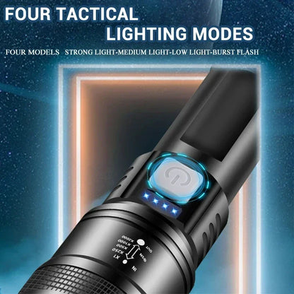 Powerful P70 Led Flashlights 5000LM Ultra Bright Tactical Light Emergency Spotlights Telescopic Zoom Light Built-in Battery