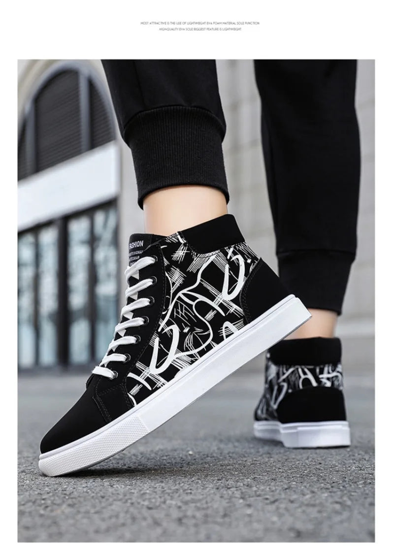 Men's Sneakers Fashion High Top Canvas Shoes Autumn New Casual Shoes for Men Lace Up Platform Vulcanized Shoes Big Size48 Tenis