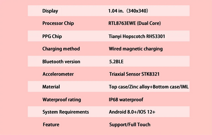 AMOLED Bluetooth Call Smart Watch Screen Always Display 1.04 inch Fashion Ladies Smartwatch Metal Body Small Screen Watch