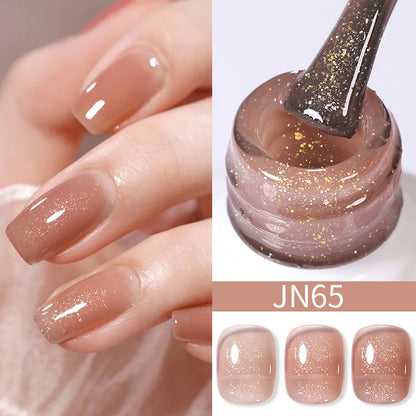 BORN PRETTY 10ml Wine Red Glitter Jelly Nude Gel Nail Polish Soak Off Translucent Color UV Light Cure for Nail Art DIY at Home