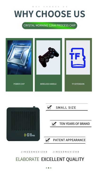 G11 Pro Game Box Video Game Console 256G Built-in 60000+ Retro Games 2.4G Wireless Gamepad 4K HD TV Box Game Console for PS1/GBA