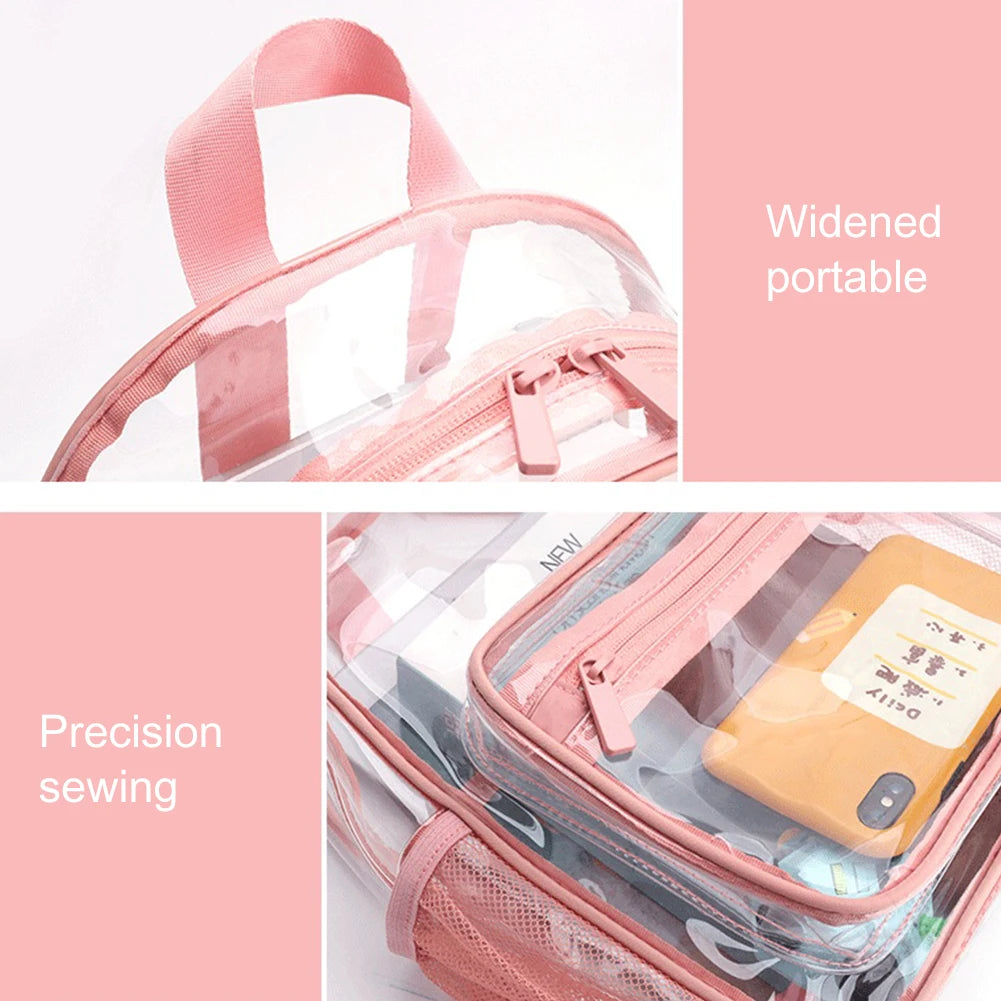 Transparent PVC Outdoor Sports Fitness Knapsack Casual Travel Visible Backpack Large Capacity Waterproof Top-Handle SchoolBag