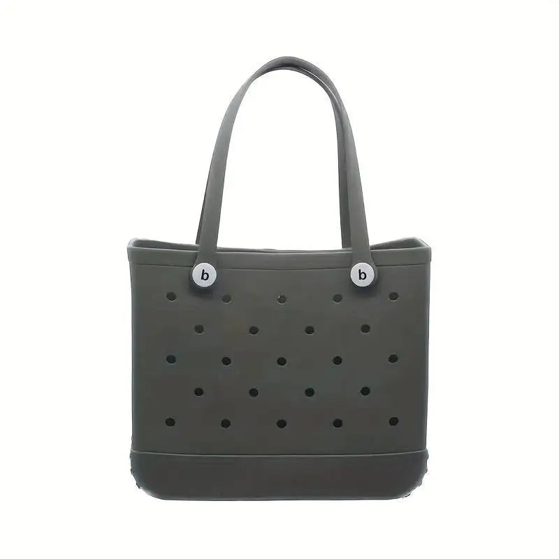 Fashion Large Beach Bags EVA Rubber Waterproof Storage Baskets Travel Shopping Handbag Women Shoulder Solid Color Jelly Bag