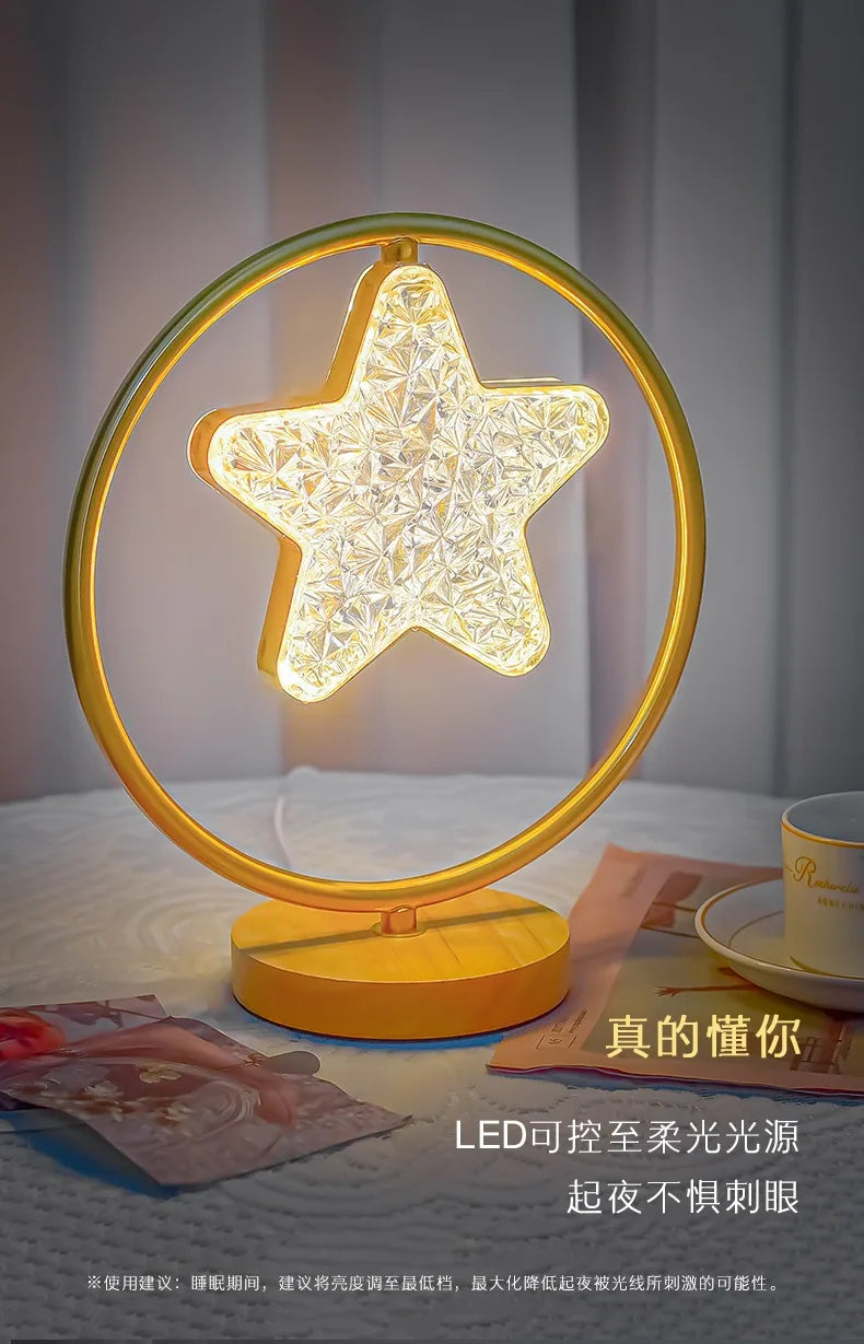 Moon Star Mini Bedside Living Room Desk Pendant Decorative Ins Hot 3 Color Warm White Light Lamp