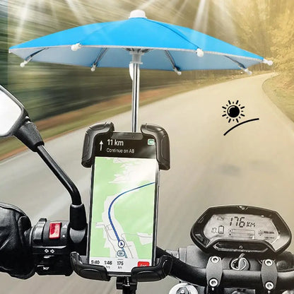 Fist Shape Motorcycle Umbrella - Suction Cup Phone Mount & Silver Coating UV Protection, Windproof Mini Foldable Rain Sun Shade