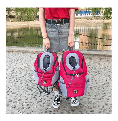New Double Shoulder Portable Travel Backpack Outdoor Pet Dog Carrier Bag Pet Dog Front Bag Mesh Backpack