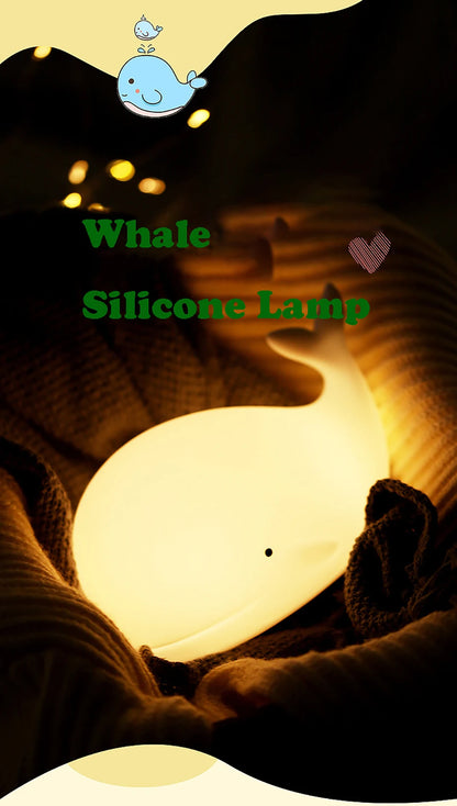LED Night Light Cute Whale Cartoon animals Silicone Lamp for Children Kid Touch Sensor Timing USB Rechargeable for Birthday Gift