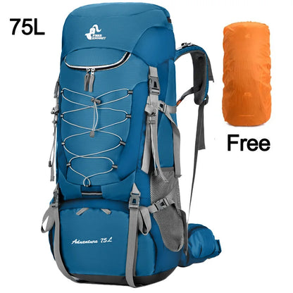 75L Camping Backpack Travel Sport Bag With Rain Cover Climbing Mountaineering Trekking Outdoor Rucksack Hiking Bag Shoulder Men