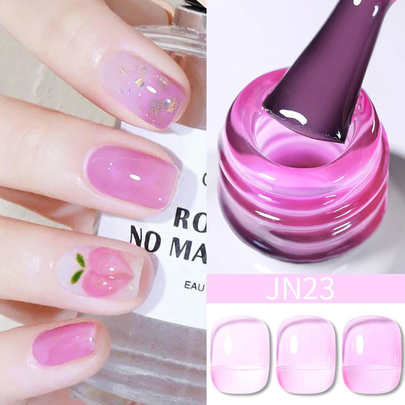 BORN PRETTY 10ml Wine Red Glitter Jelly Nude Gel Nail Polish Soak Off Translucent Color UV Light Cure for Nail Art DIY at Home
