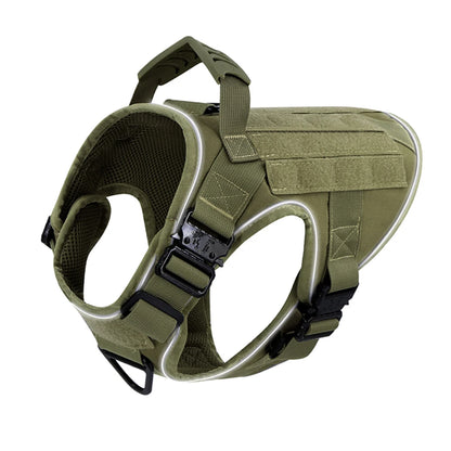 4 Metal Buckles Dog Harness Reflective Military Tactical Pet Training Walking Vest Soild Harnesses with Handle For Large Dogs