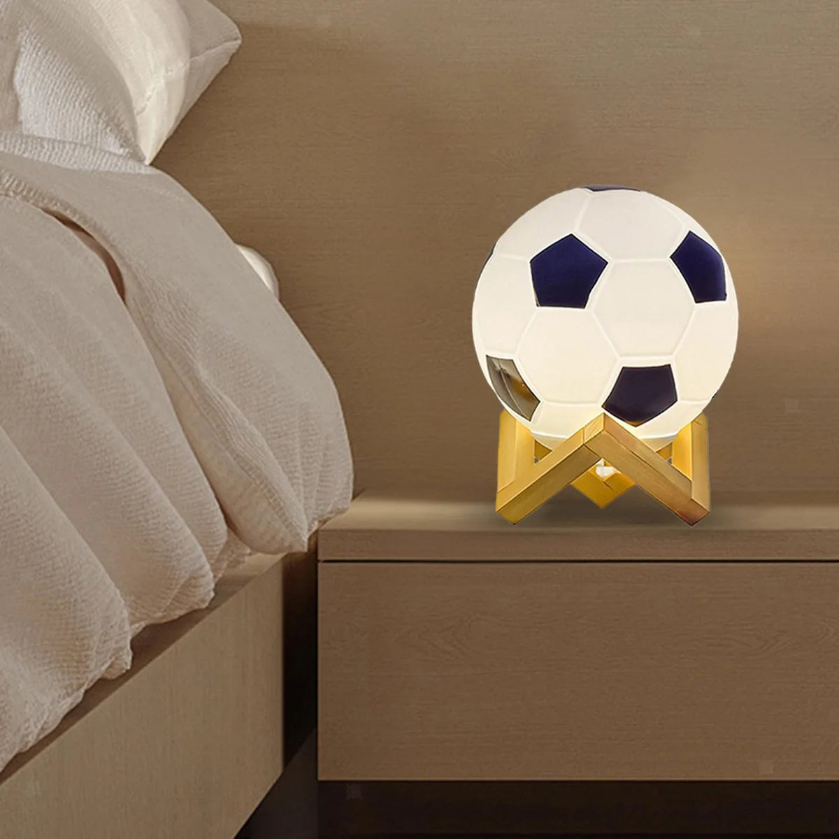 1pc 14cm/5.5in 3D Football Night Light Bedroom Desktop Decoration Soccer Lamp Battery Powered Perfect Gift For Teenagers Decor