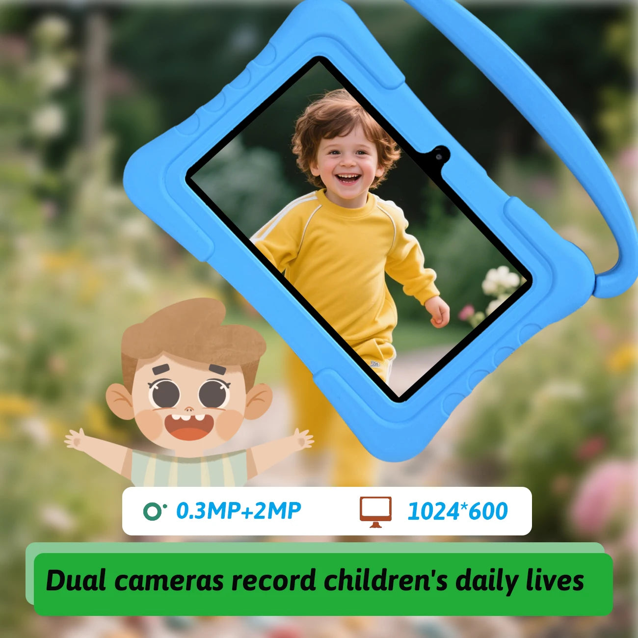 Kids Tablet 7 Inch, Android 12 Quad Core, 2GB RAM+32GB ROM, 3000mAh, Dual Camera, WiFi, Parental Contro