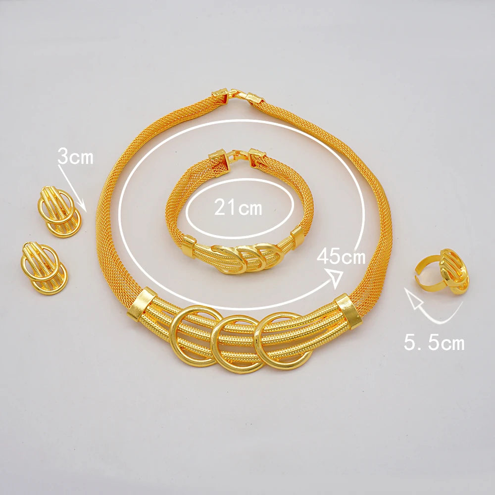 2023 Fine Jewelry Sets For Women Dubai Bridal Wedding Gifts Necklace Bracelet Earrings Ring Jewellery Set African Bead jewelry