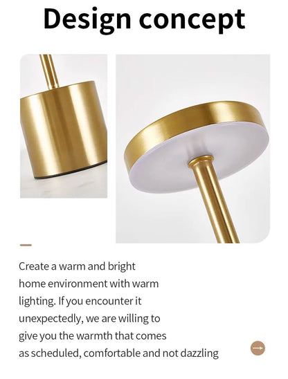 Creative Ambient Table Lamp USB Rechargeable Night Light Stepless Dimming Touch Desk Lamp 3 Colors Bedside Lamp Hotel Bar Decor