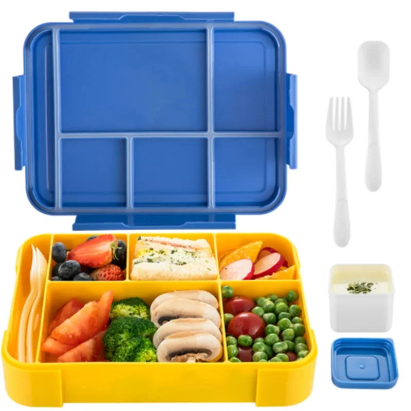 1330ML Lunch Box Adult Bento Boxes Food Containers with 6 Compartment and Tableware For Snack Work School Microwave Oven Heating