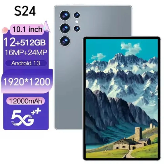 2025 New S24 Tablet Pad 10.1 inch Android 13 Eight Core 12GB+512GB 12000 mAh Ultra 5G WiFi HD Large Screen Tablet Compute