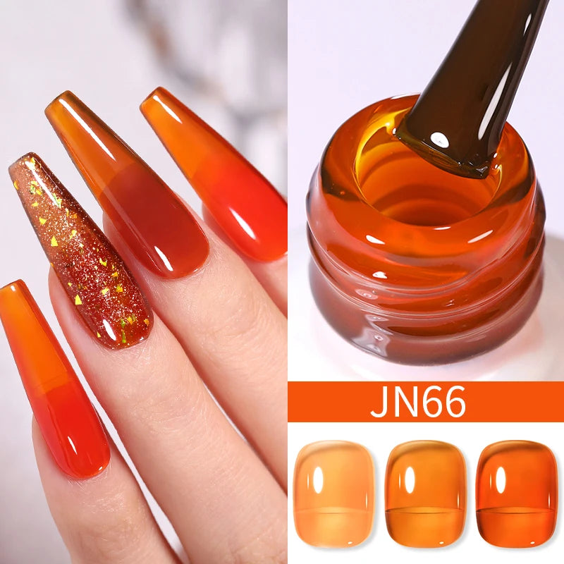 BORN PRETTY 10ml Wine Red Glitter Jelly Nude Gel Nail Polish Soak Off Translucent Color UV Light Cure for Nail Art DIY at Home
