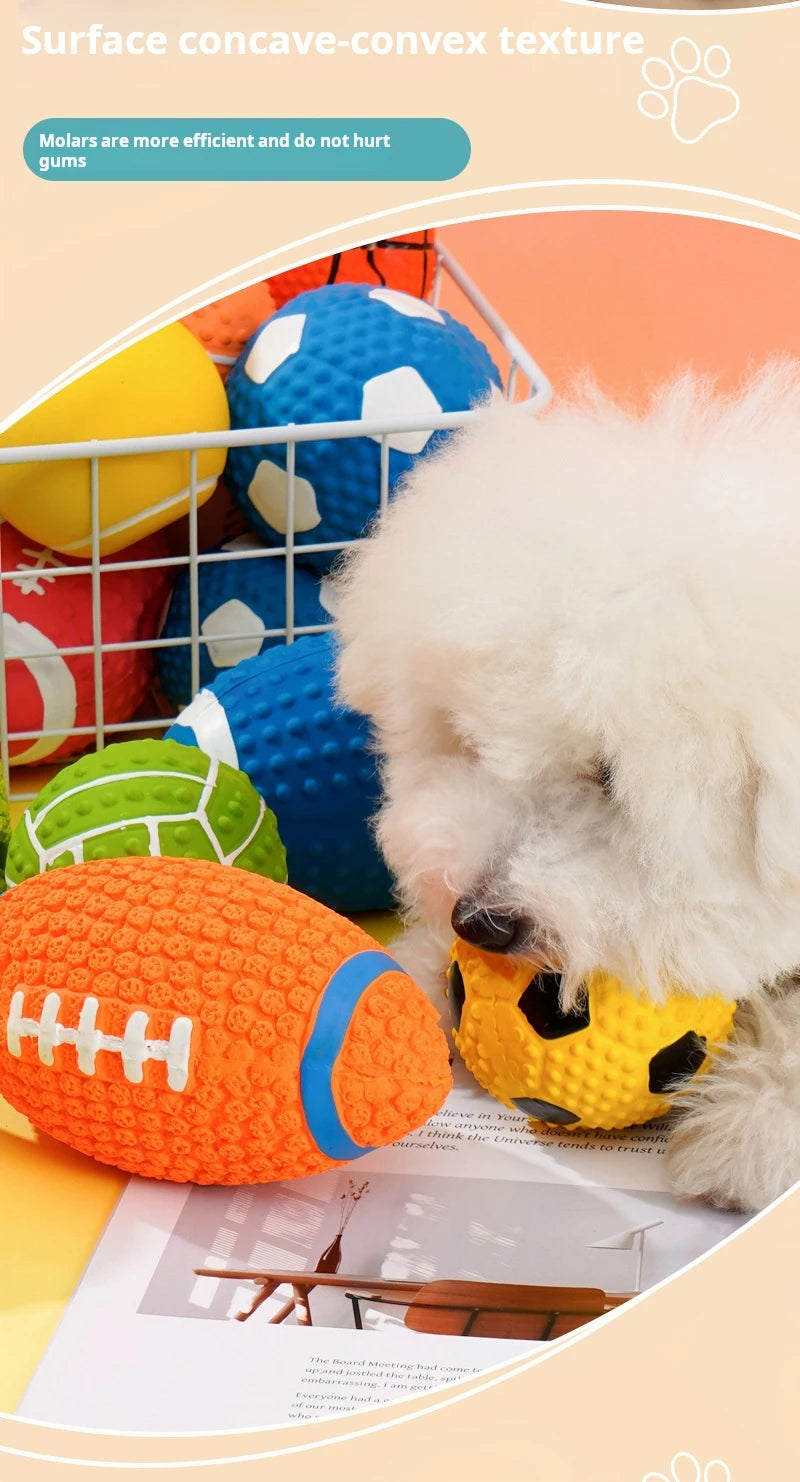 Pet Toys Olive Ball Squeaky Latex Dog Toy Ball S-L Soft Durable Interaction Smiling Face Rugby Dog Chewing Training Supplies