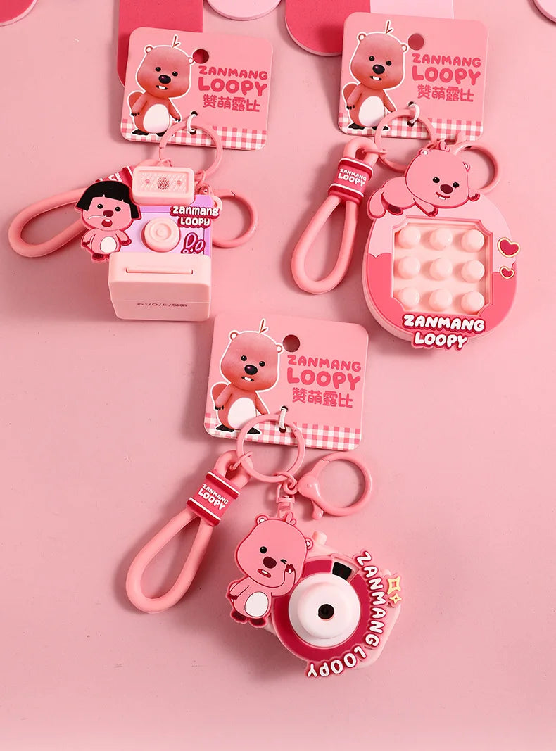 Genuine Creative Cartoon Loopy Doll Car Keychain Camera Game Toy Cute Couple Pendant Kawaii Gift Anime Accessories