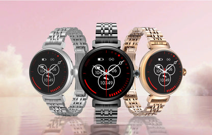 Rainbuvvy DM70 Steel Smart Watch AMLED Women Beautiful Wristwatch Supports IP68 BT Calling Sports Watch
