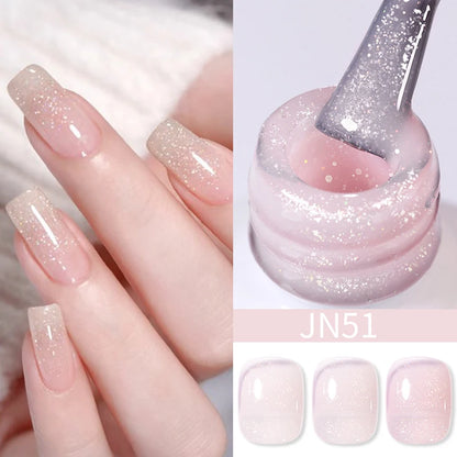 BORN PRETTY 10ml Wine Red Glitter Jelly Nude Gel Nail Polish Soak Off Translucent Color UV Light Cure for Nail Art DIY at Home