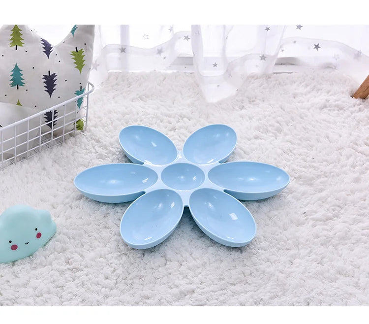 Flower Shaped Pet Bowl with 6 Connected Bowls for Small Dog and Cat, Water Dish, Puppy Feeding Bowls, Slow Down Eating Feeder