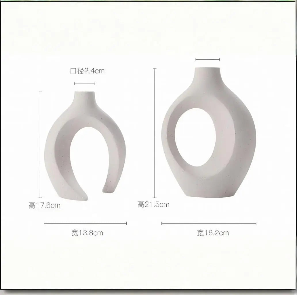 Hollow Nordic Modern Plastic Vase Set of 2 for Modern Home Decor,Modern Boho Hollow Flower Vases for Living Room Bookshelf