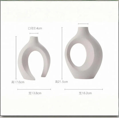 Hollow Nordic Modern Plastic Vase Set of 2 for Modern Home Decor,Modern Boho Hollow Flower Vases for Living Room Bookshelf