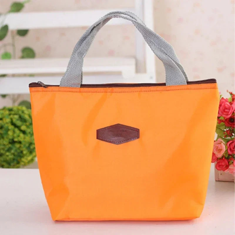 Lunch Box Camping Picnic Bag Lunch Bags Solid Color Portable Insulated Refrigerated Bag Cold Food Cooler Thermal Handbag Hot