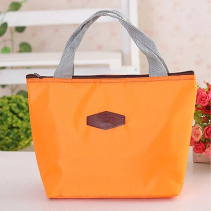 Lunch Box Camping Picnic Bag Lunch Bags Solid Color Portable Insulated Refrigerated Bag Cold Food Cooler Thermal Handbag Hot