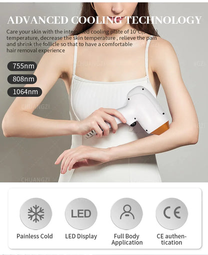 Diode Laser Hair Removal Machine Depiladora Laser 808NM 755NM 1064NM Tender Skin Safe Painless Permanent Depilation High Power