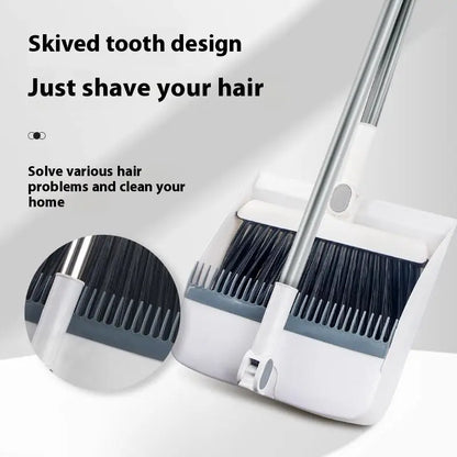 2-in-1 Rotatable Foldable Broom Dustpan Cleaning Set With Thick Bristles For Household Pet Hair Removal Sweeping Set