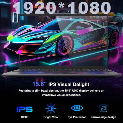 New Lightweight Laptop 15.6 Inch IPS Large Display 1920*1080 Large Keyboard Portable Office Games Notebook 5000mAh Battery