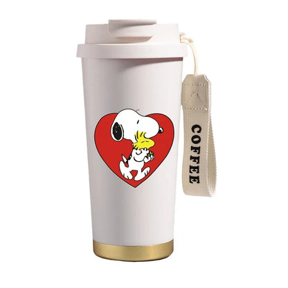 500ml Snoopys Stainless Steel Insulated Water Bottle Anime Kawaii Portable Travel Outdoor Car Tea Coffee Mug Cold Thermos Cup